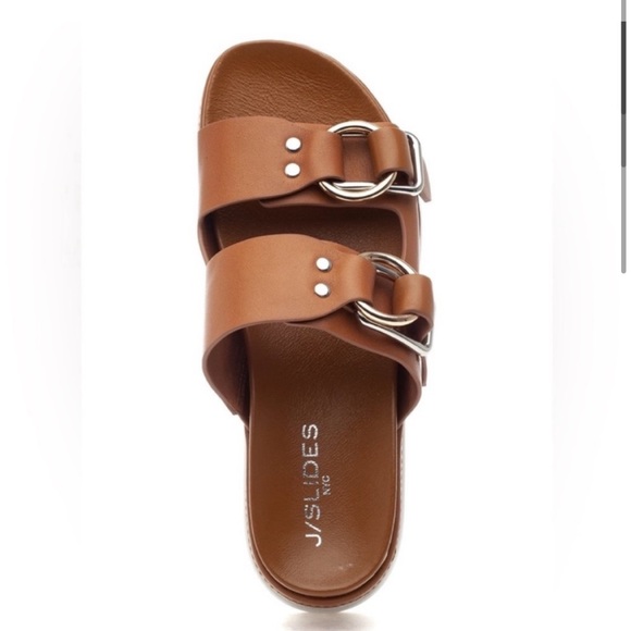 NWT J/SLIDES BAHA Tan Leather Sandal - Picture 3 of 14